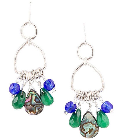 Barse Sterling Silver and Multi Genuine Stone Chandelier Earrings