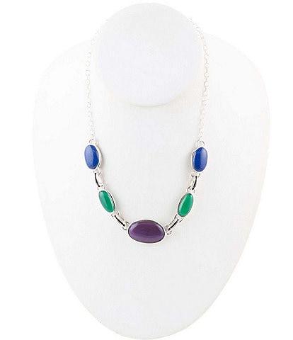 Barse Sterling Silver and Multi Lapis Genuine Stone Collar Necklace