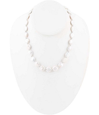 Barse Sterling Silver and Pearl Collar Necklace