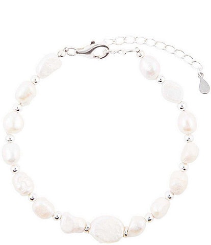 Barse Sterling Silver and Pearl Line Bracelet