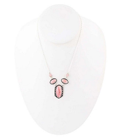 Barse Sterling Silver and Rhodonite Sterling Silver Short Pendant Necklace
