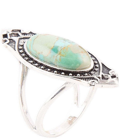 Barse Sterling Silver and Turquoise Genuine Stone Oval Ring