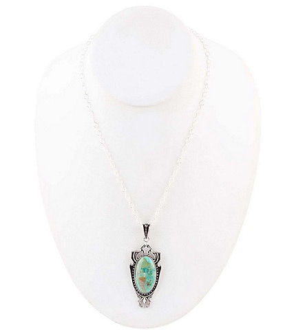 Barse Sterling Silver and Turquoise Genuine Stone Pendant Necklace