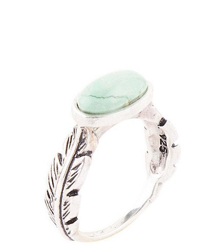 Barse Feather Green Turquoise and Sterling Silver Ring