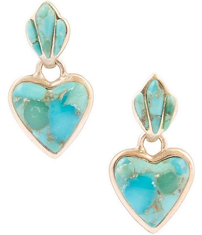 Barse Sterling Silver and Turquoise Heart Drop Earrings