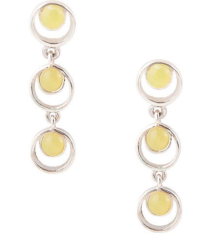 Barse Sterling Silver and Yellow Jade Genuine Stone Drop Earrings