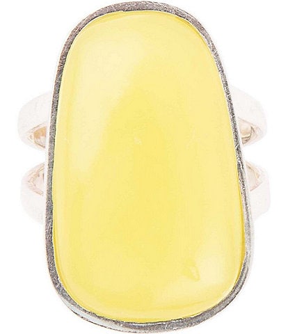 Barse Sterling Silver and Yellow Jade Genuine Stone Statement Ring