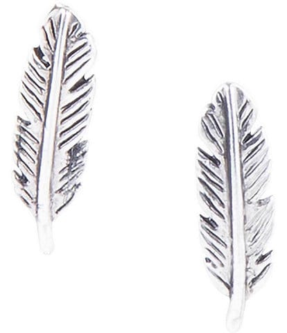 Barse Sterling Silver Feather Quill Stud Earrings