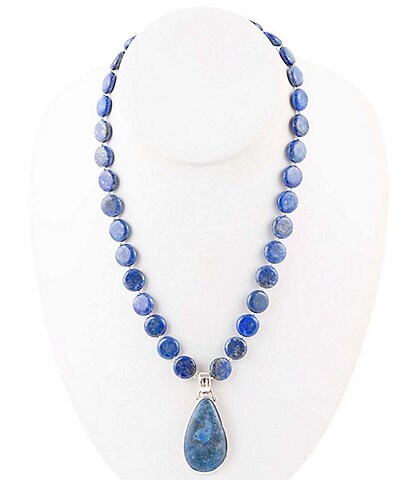 Barse Sterling Silver Genuine Lapis Lazuli Short Pendant Necklace