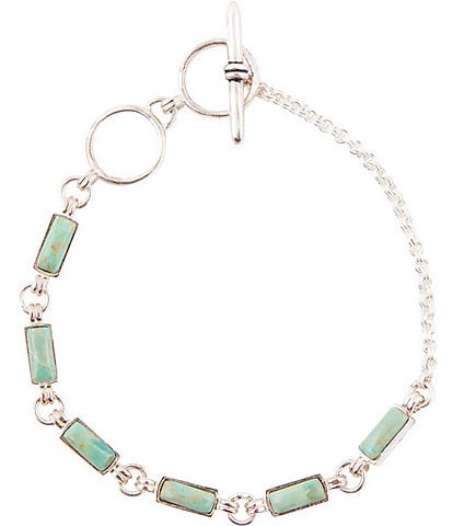 Barse Sterling Silver Genuine Turquoise Line Bracelet