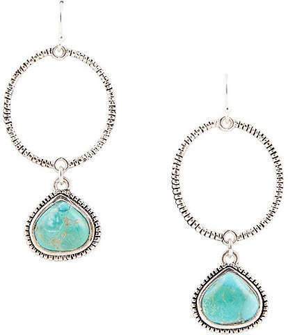 Barse Sterling Silver Genuine Turquoise Orbital Earrings