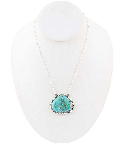 Barse Sterling Silver Genuine Turquoise Short Pendant Necklace
