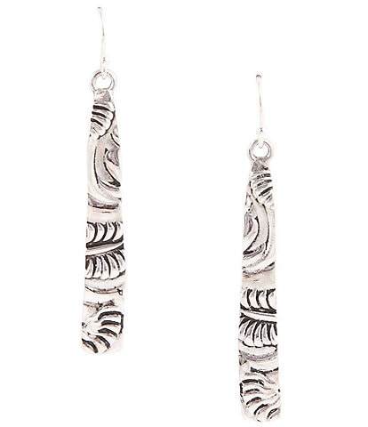 Barse Sterling Silver Stamped Linear Earrings