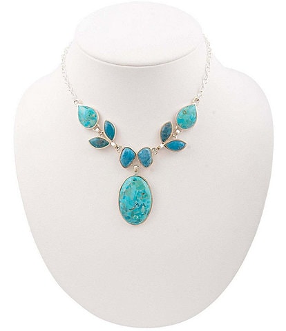 Barse Seaside Sterling Silver Turquoise and Apatite Statement Necklace