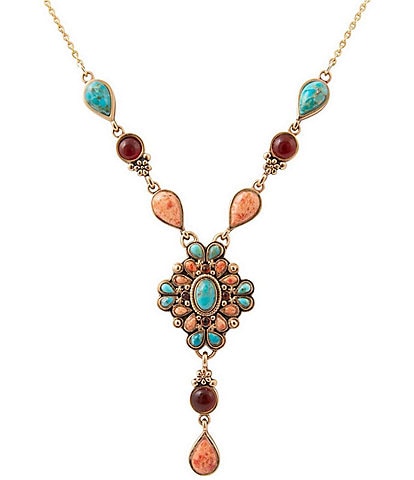 Barse Sundown Trail Golden and Genuine Stone Y Necklace