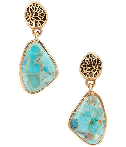 Barse Thistle Turquoise Statement Drop Earrings