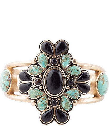 Barse Barcelona Turquoise Golden Statement Cuff Bracelet
