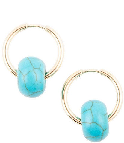 Barse Turquoise Magnesite Genuine Stone Hoop Earrings