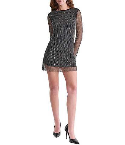 BCBG Crystal Beaded Mesh Mini Dress