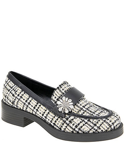 BCBGeneration Colin Plaid Crystal Brooch Loafers