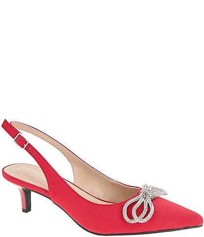 BCBGeneration Donna Neoprene Rhinestone Bow Sling Pumps