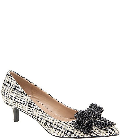 BCBGeneration Dovi Boucle Beaded Bow Kitten Heel Pumps