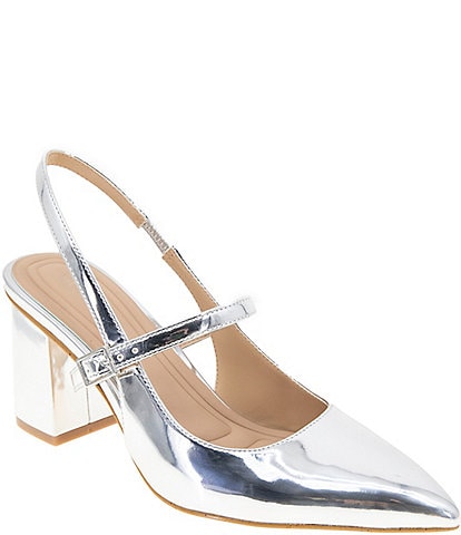 BCBGeneration Gillian Mirror Metallic Patent Mary Jane Slingback Pumps