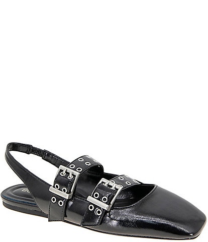 BCBGeneration Hendo Moto Buckled Ballet Slingback Flats