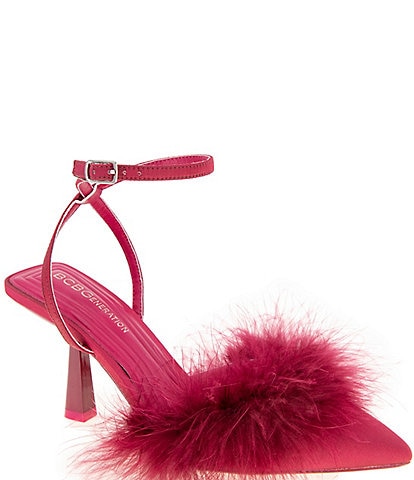 BCBGeneration Iliana Ankle Strap Feather Pumps