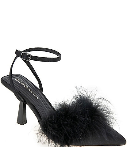 BCBGeneration Iliana Ankle Strap Feather Pumps