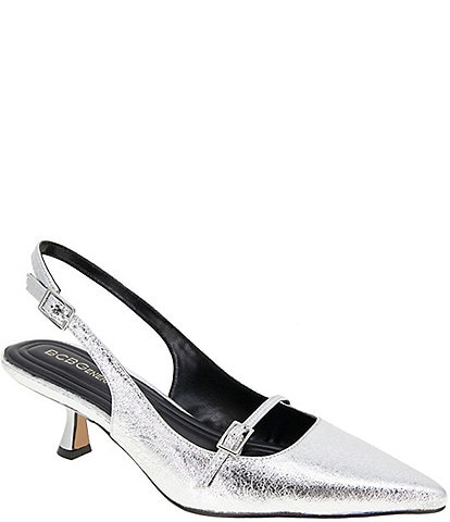 BCBGeneration Kami Metallic Kitten Heel Slingback Pumps