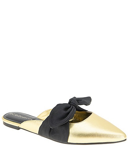 BCBGeneration Kandy Metallic Bow Wrap Flat Mules