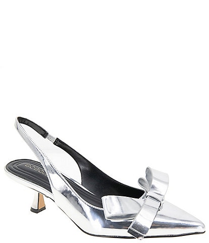 BCBGeneration Kasti Metallic Patent Slingback Kitten Heel Bow Pumps