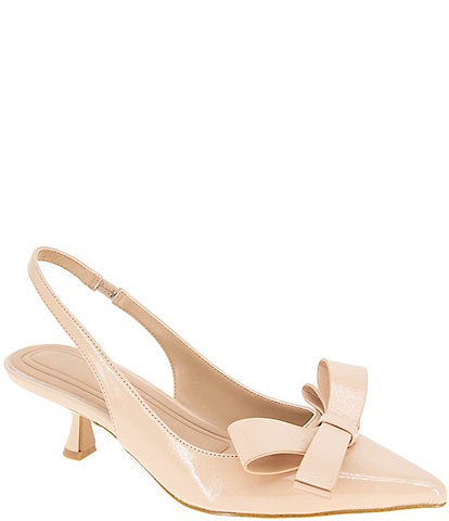 BCBGeneration Kasti Patent Slingback Kitten Heel Bow Pumps