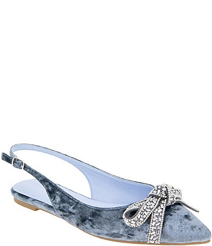 BCBGeneration Katly Suede Rhinestone Bow Slingback Flats