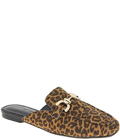 BCBGeneration Pendall Leopard Print Fabric Bit Buckle Mules