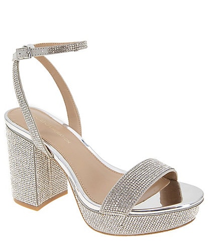 BCBGeneration Pristal Rhinestone Platform Block Heel Dress Sandals