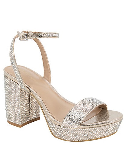 BCBGeneration Pristal Rhinestone Platform Block Heel Dress Sandals