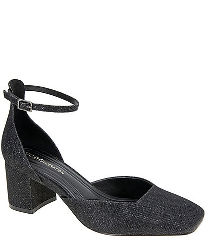 BCBGeneration Rola Glitter Fabric Ankle Strap Pumps