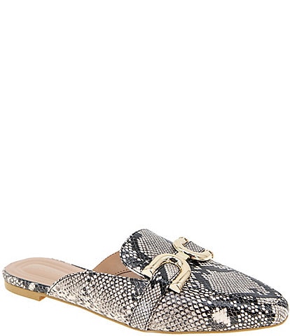 BCBGeneration Tara Snake Print Bit Buckle Mules