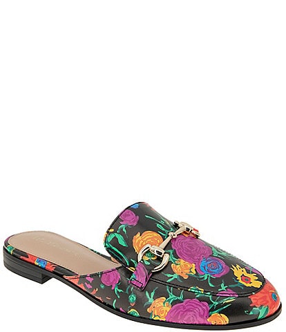BCBGeneration Zorie Floral Print Bit Buckle Loafer Mules