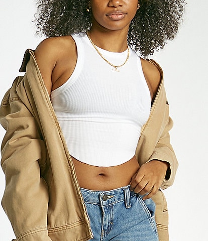 BDG Urban Outfitters Crew Neck Curved Hem Crop Tank Top