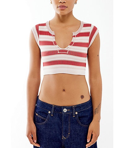 BDG Urban Outfitters Going For Gold Short Sleeve Striped Top