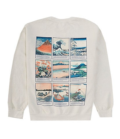 BDG Urban Outfitters Long Sleeve Grid Hokusai Sweatshirt