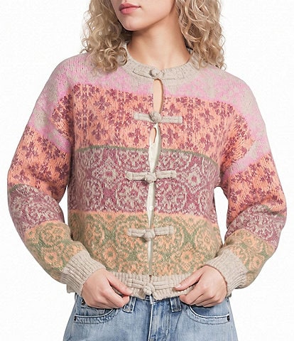 BDG Urban Outfitters Patterned Knotted-Fastening Wool Blend Cardigan