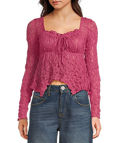 BDG Urban Outfitters Piper Long Sleeve Lace Knit Top
