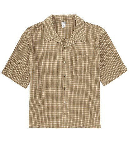 BDG Urban Outfitters Woven Mini Check Short Sleeve Button Front Shirt