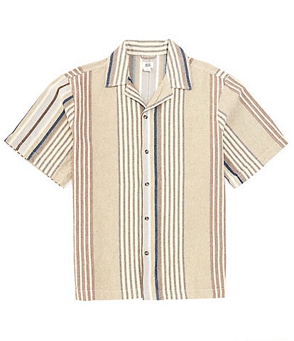 BDG Urban Outfitters Woven Revere Stripe Print Short Sleeve Button Front Shirt
