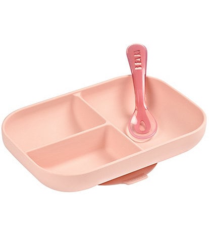 BEABA Divided Silicone Plate and Spoon Feeding Set