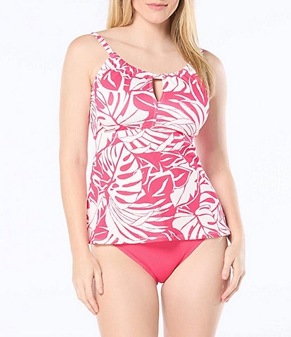 Beach House Blair Printed High Neck Keyhole Tankini Swim Top & Letty Solid Crossover Texture Bikini Swim Bottom